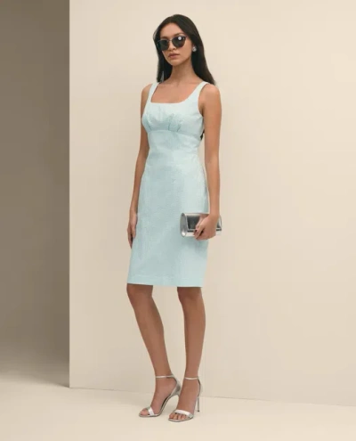 Brooks Brothers Cotton Blend Seersucker Sheath Dress In Blue