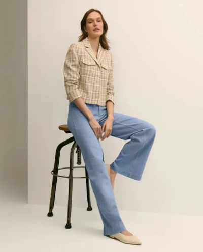 Brooks Brothers Cotton-blend Shimmer Tweed Cropped Jacket In Brown