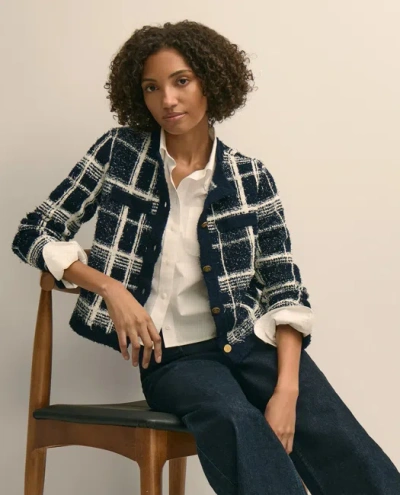 Brooks Brothers Cotton-blend Soft Plaid Cardigan Sweater In Black