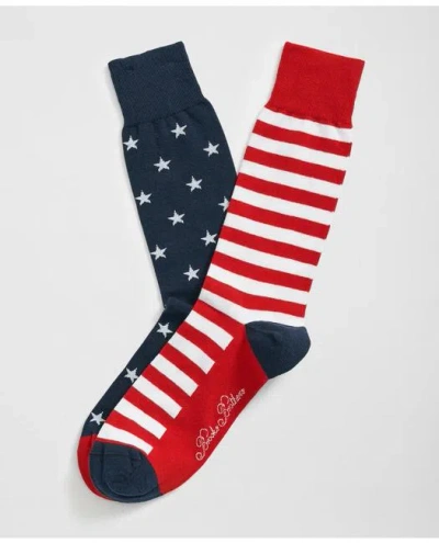 Brooks Brothers Cotton-blend Stars & Stripes Socks In Red