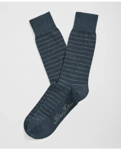 Brooks Brothers Cotton Blend Striped Socks In Blue