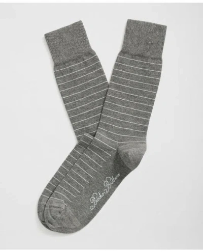 Brooks Brothers Cotton Blend Striped Socks In Grey