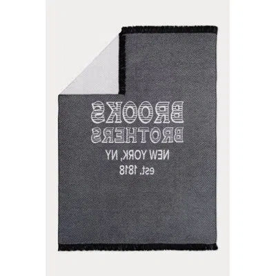 Brooks Brothers Cotton Blend Throw In Black;gray