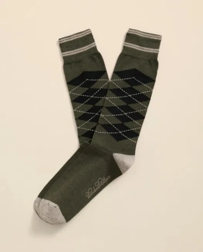 Brooks Brothers Cotton-blend Tipped Argyle Socks In Multi