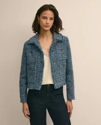Brooks Brothers Cotton Blend Tweed Jacket In Blue