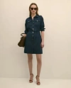 Brooks Brothers Cotton Blend Twill Belted Shirt Dress In Blue