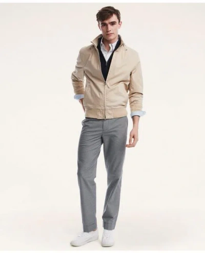 Brooks Brothers Cotton Bomber Jacket In Dark Beige