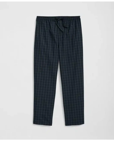 Brooks Brothers Cotton Broadcloth Black Watch Lounge Pants In Navy
