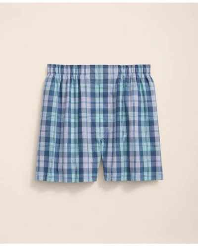 Brooks Brothers Cotton Broadcloth Bold Plaid Boxers In Bright Purple