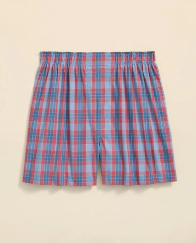 Brooks Brothers Cotton Broadcloth Check Boxers In Blue