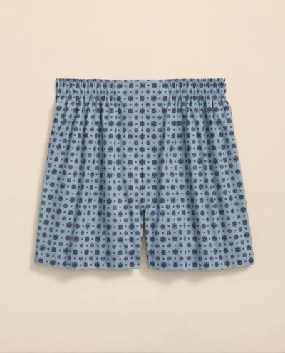 Brooks Brothers Cotton Broadcloth Foulard Boxers In Blue