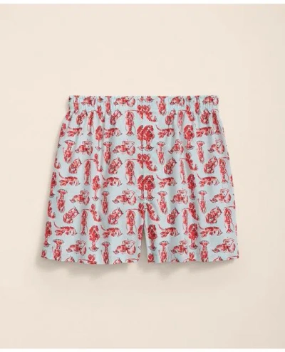Brooks Brothers Cotton Broadcloth Lobster Motif Boxers In Red