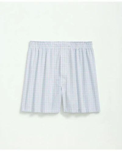 Brooks Brothers Cotton Broadcloth Multi Checked Boxers In White