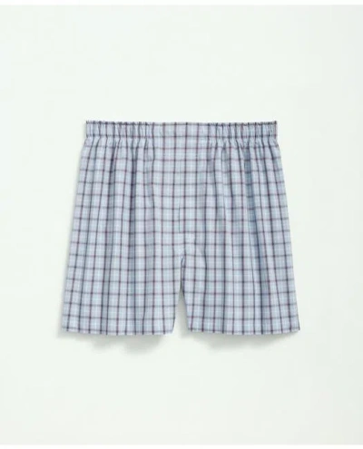 Brooks Brothers Cotton Broadcloth Plaid Boxers In Light Blue