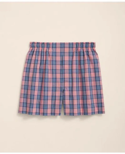 Brooks Brothers Cotton Broadcloth Plaid Boxers In Light Orange