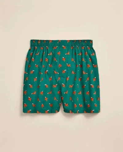 Brooks Brothers Cotton Broadcloth Squirrel Print Boxers In Green