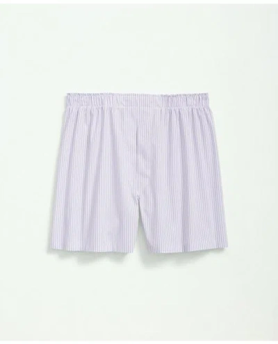 Brooks Brothers Cotton Broadcloth Striped Boxers In Lavender