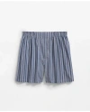 Brooks Brothers Cotton Broadcloth Striped Boxers In Mazarine Blue