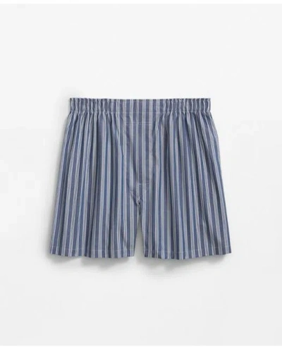 Brooks Brothers Cotton Broadcloth Striped Boxers In Mazarine Blue