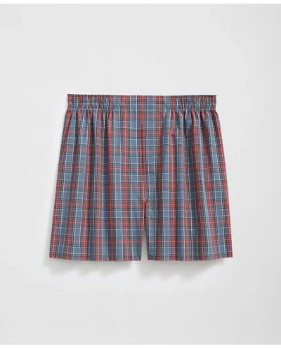Brooks Brothers Cotton Broadcloth Tartan Boxers In Blue