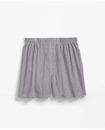 Brooks Brothers Cotton Broadcloth Tattersall Boxers In Burgundy,navy