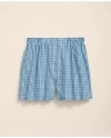 Brooks Brothers Cotton Broadcloth Windowpane Boxers In Turquoise