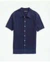 Brooks Brothers Cotton Cable-knit Short-sleeve Polo Sweater In Navy