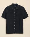 Brooks Brothers Cotton Cable-knit Short-sleeve Polo Sweater Shirt In Black