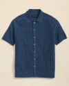 Brooks Brothers Cable Stitch Cotton Button-up Polo Sweater In Blue