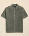 Brooks Brothers Cotton Cable-knit Short-sleeve Polo Sweater Shirt In Green