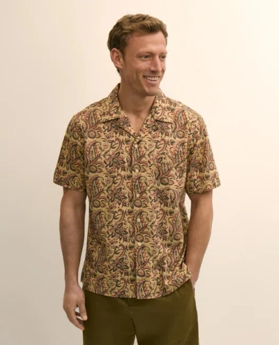 Brooks Brothers Block Print Cotton Camp Shirt In Brown