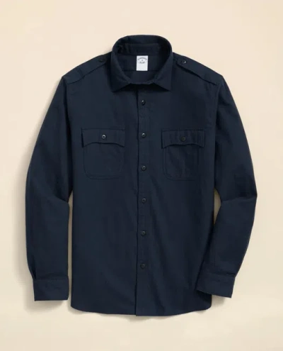 Brooks Brothers Cotton-cashmere Flannel Military Sport Shirt In Blue