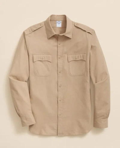 Brooks Brothers Cotton-cashmere Flannel Military Sport Shirt In Neutral