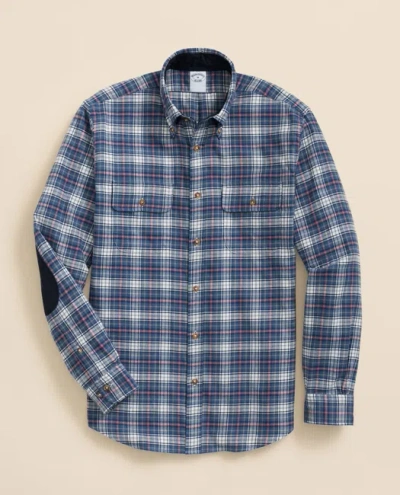 Brooks Brothers Cotton-cashmere Flannel Plaid Sport Shirt In Blue