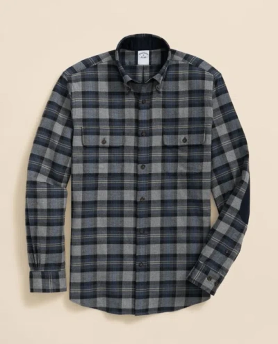 Brooks Brothers Cotton-cashmere Flannel Plaid Sport Shirt In Gray