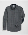 Brooks Brothers Cotton-cashmere Sport Shirt In Checked Flannel In Grey