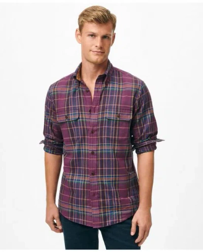 Brooks Brothers Cotton-cashmere Sport Shirt In Plaid Flannel In Dark Purple