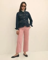 Brooks Brothers Cotton Corduroy Wide Leg Cropped Pants In Pink