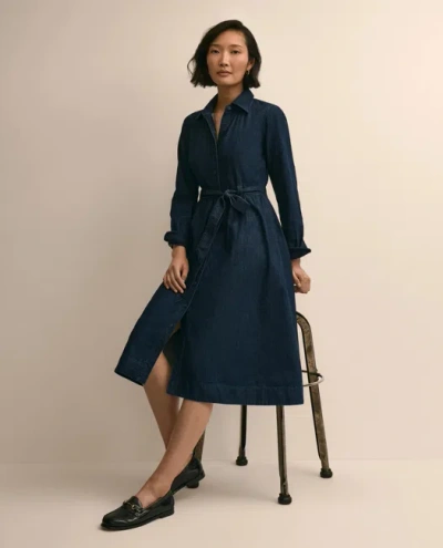 Brooks Brothers Cotton Denim Shirt Dress In Dark Wash