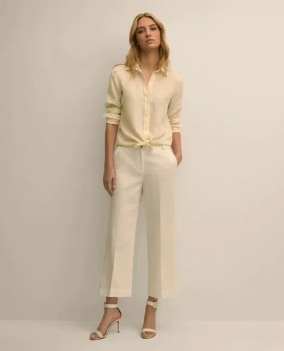 Brooks Brothers Cotton Dobby Cropped Wide-leg Pants In Neutral