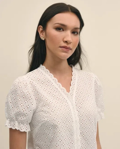 Brooks Brothers Cotton Eyelet Short-sleeve Shirt In White