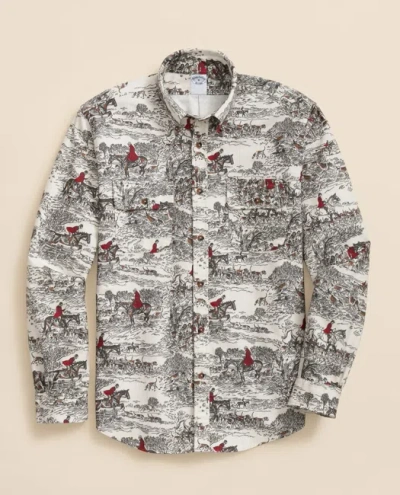 Brooks Brothers Cotton Flannel Archive Equestrian Print Sport Shirt In Multi