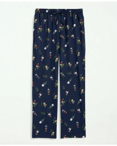Brooks Brothers Cotton Flannel Holiday Henry Lounge Pants In Navy