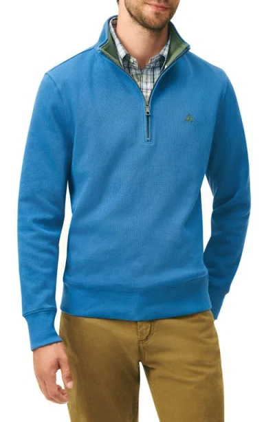 Brooks Brothers Cotton French Rib Half-zip Sweater In Blue