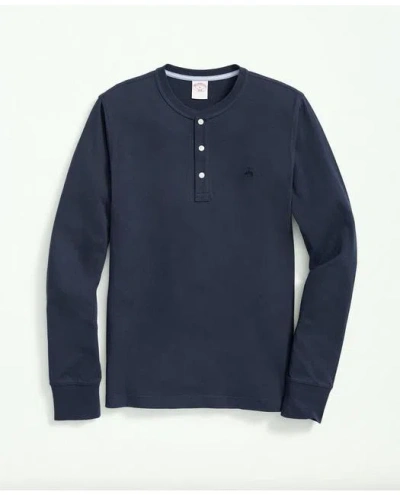 Brooks Brothers Cotton Henley Long-sleeve T-shirt In Navy