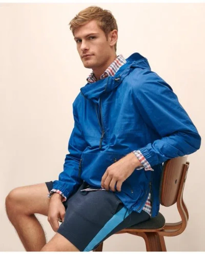 Brooks Brothers Cotton Hooded Popover In Blue