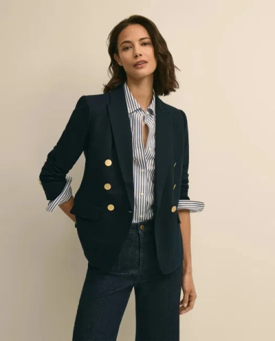 Brooks Brothers Cotton Knit Double-breasted Blazer In Blue