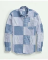 BROOKS BROTHERS COTTON MADRAS BUTTON-DOWN COLLAR SPORT SHIRT | BLUE | SIZE LARGE