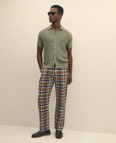 Brooks Brothers Cotton Madras Pants In Brown