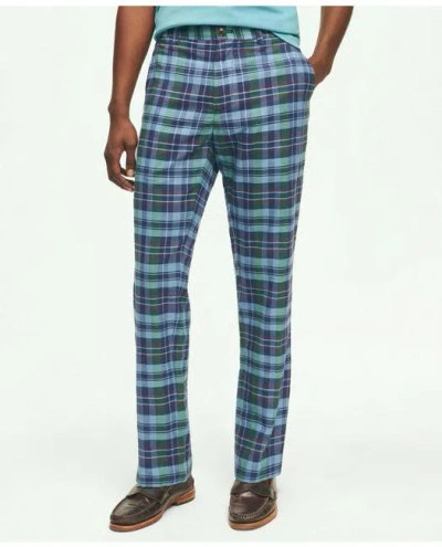 Brooks Brothers Cotton Madras Pants In Dark Blue